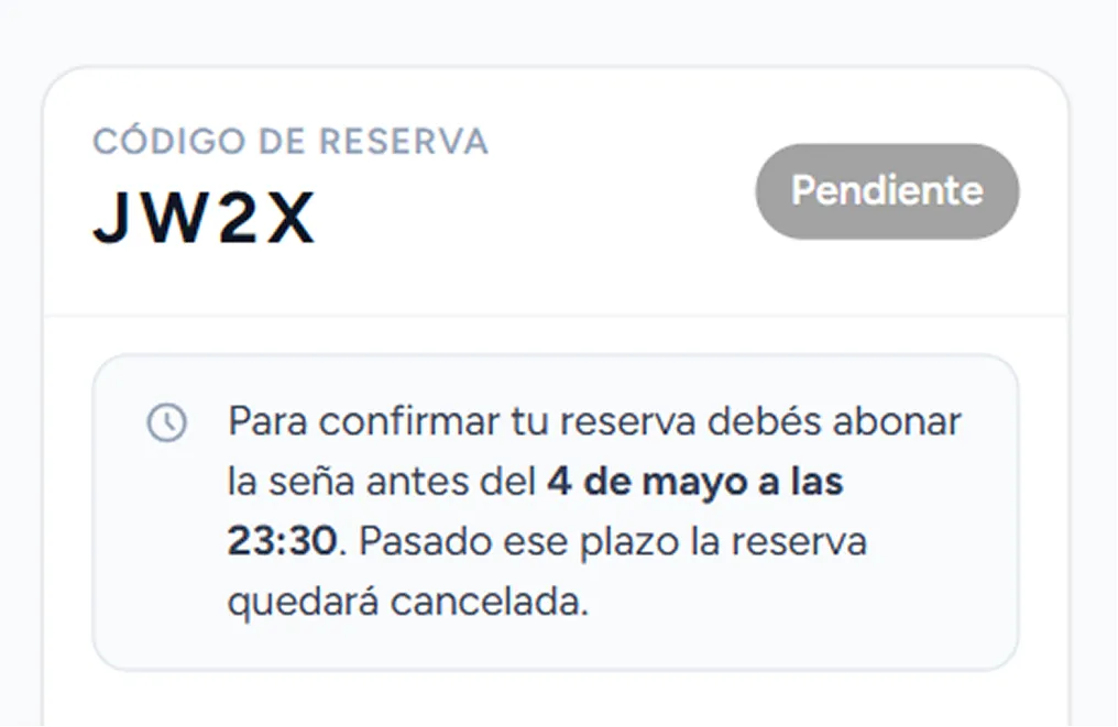 Reserva confirmada